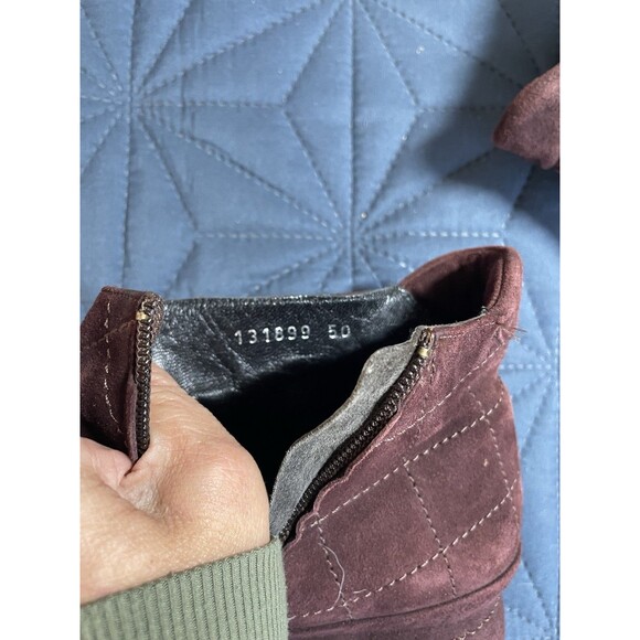 Stephane Kelian Paris Burgundy Suede Quilted Wedge Bootie Womens Size 7 - Picture 12 of 16